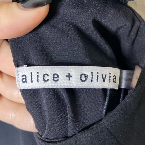 NWT Alice + Olivia Adel Leather Maxi Black Dress Waist Cutout Gown Size 2 - Picture 10 of 14